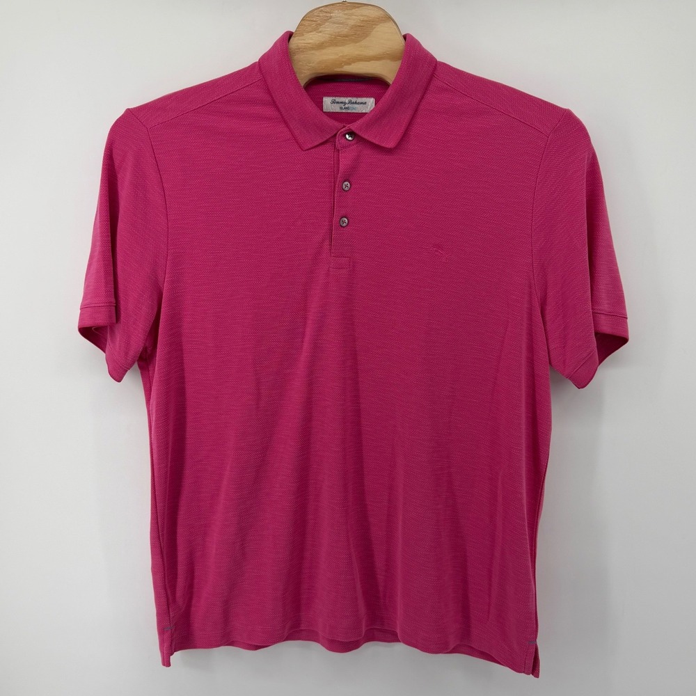 Tommy Bahama Polo Men XXL Pink Island Zone Short Sleeve Knit‎ Coolmax Golf shirt